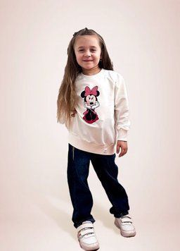 Свитшот на махровой нити, трикотажный "Minnie Mouse" (айвори) 9969398 фото