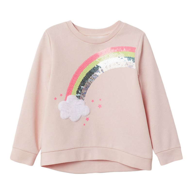 Свитшот для девочки с пайетками и изображением радуги розовый Magic sky Berni Kids 126138 126138 фото
