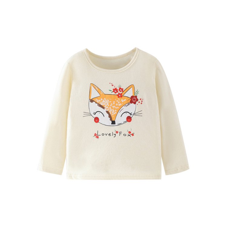 Лонгслив для девочки с рисунком лисички молочный Lovely fox Berni Kids 125786 125786 фото