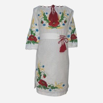 Вишита сукня з льону для дівчинки, Мальви ПДЛ-0713 7726898 фото