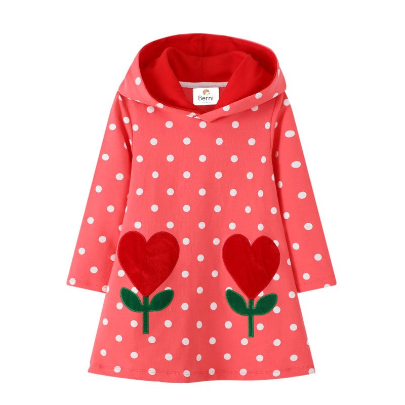 Платье для девочки в горох с капюшоном розовое Red flowers Berni Kids 125762 125762 фото