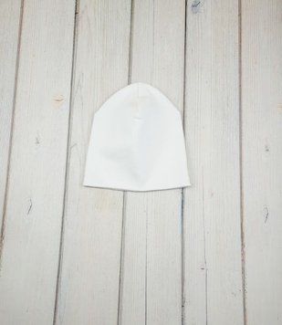 Подвійна трикотажна шапочка для дитини (біла), 56-220 Mokkibym 20508500 фото