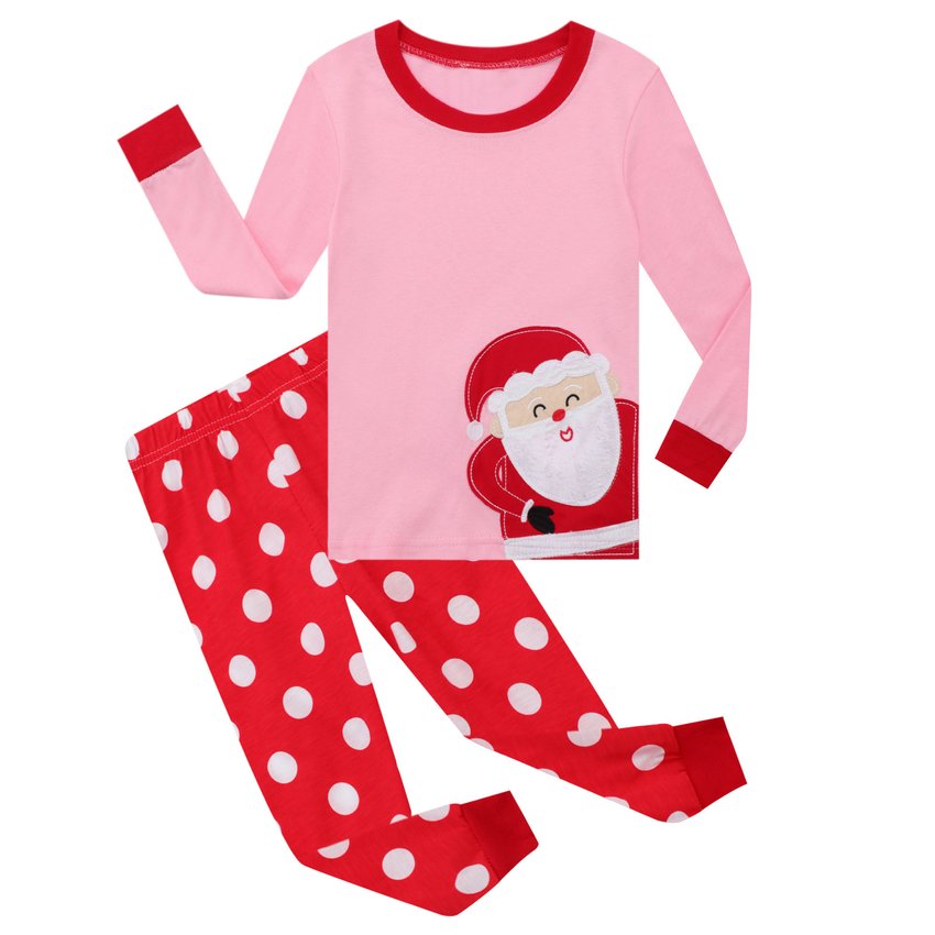 Пижама для девочки с длинным рукавом новогодним принтом розовая с красным Santa Claus Baobaby 126420 126420 фото