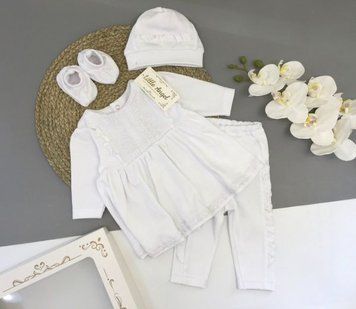 Праздничный трикотажный комплект для девочки (белый), Little Angel 11709/11710 5676956 фото