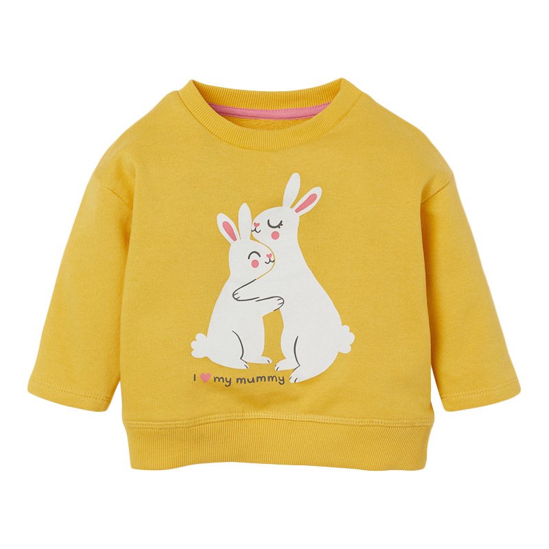 Свитшот для девочки с изображением зайцев желтый I love my mummy Berni Kids 48919 48919 фото