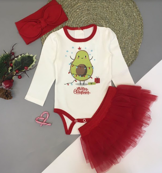 Новогодний комплект-тройка для девочки, красный 112982-НР 9330580 фото