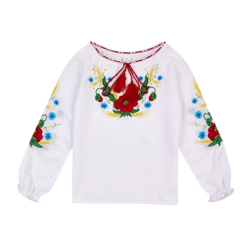 Вишиванка з льону для дівчинки, Мальви ВДЛ-0116 20020140 фото