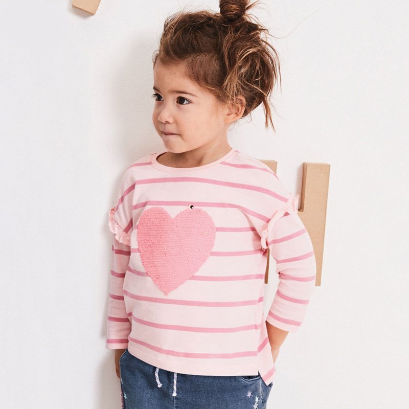 Лонгслив для девочки в полоску с изображением сердца розовый Princess Berni Kids 126295 126295 фото