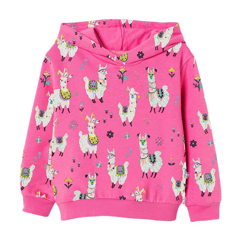 Худи для девочки с изображением ламы розовое Valley of llamas Berni Kids 48774 48774 фото