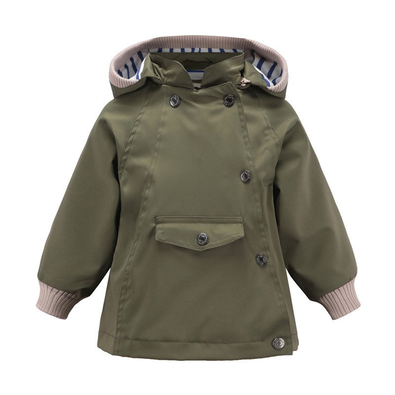 Куртка для мальчика демисезонная со съемным капюшоном однотонная хаки Monochromatic Meanbear 126043 126043 фото