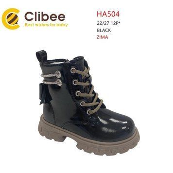 Лакові чобітки утеплені штучним хутром для дівчинки, HA504 black 9875822 фото