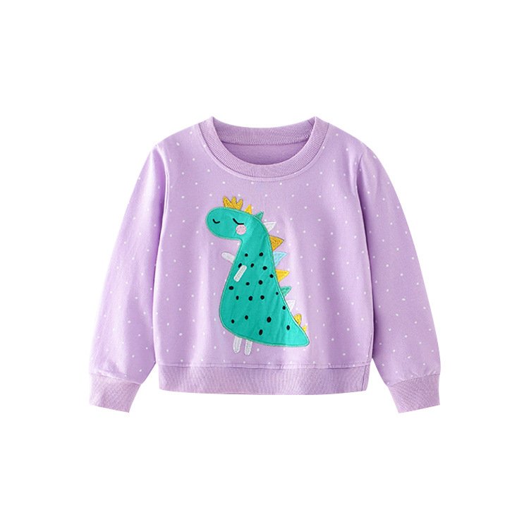Свитшот для девочки в горох с рисунком динозавра фиолетовый Green Dino Berni Kids 125957 125957 фото