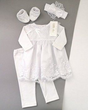 Святковий трикотажний комплект для дівчинки (білий), Little Angel10636/10917/10637 5975256 фото