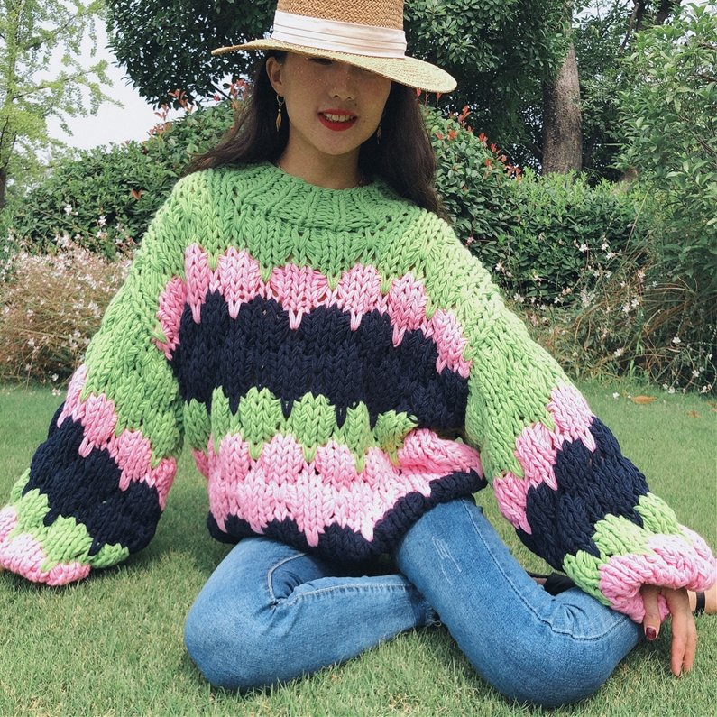 Свитер женский фактурный oversize Large knitting Berni Fashion 118182 118182 фото